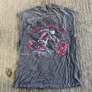 VINTAGE Y2K AMERICAN CHOPPERS CUT OFF T-SHIRT MOTORCYLCE GRUNGE SKULL MENS LARGE